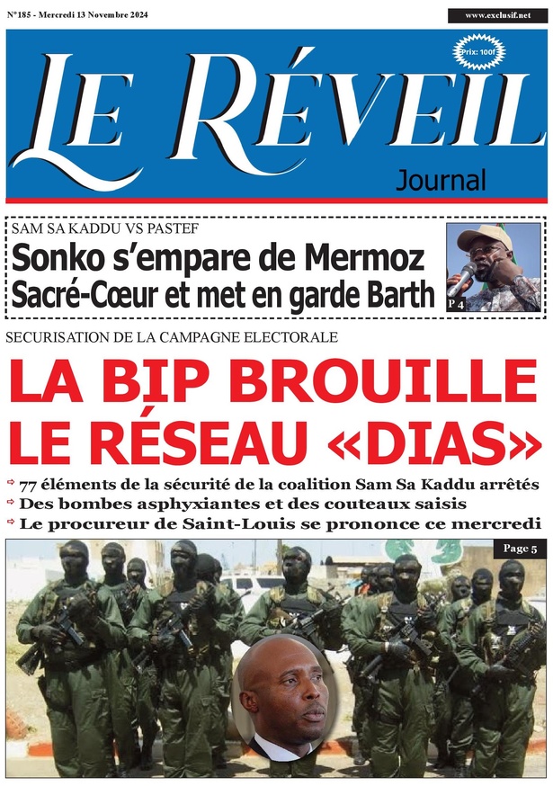 La Une du journal le Réveil du Mercredi  13 Novembre 2024 La Une du journal le Réveil du Mercredi  13 Novembre 2024