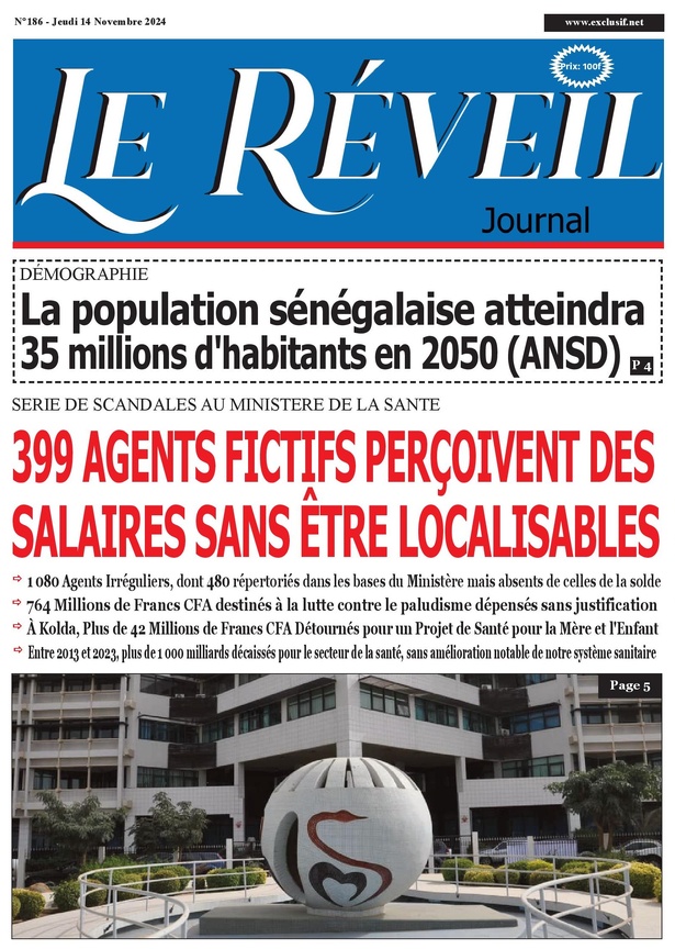 La Une du journal le Réveil du Jeudi 14 Novembre 2024 La Une du journal le Réveil du Jeudi 14 Novembre 2024