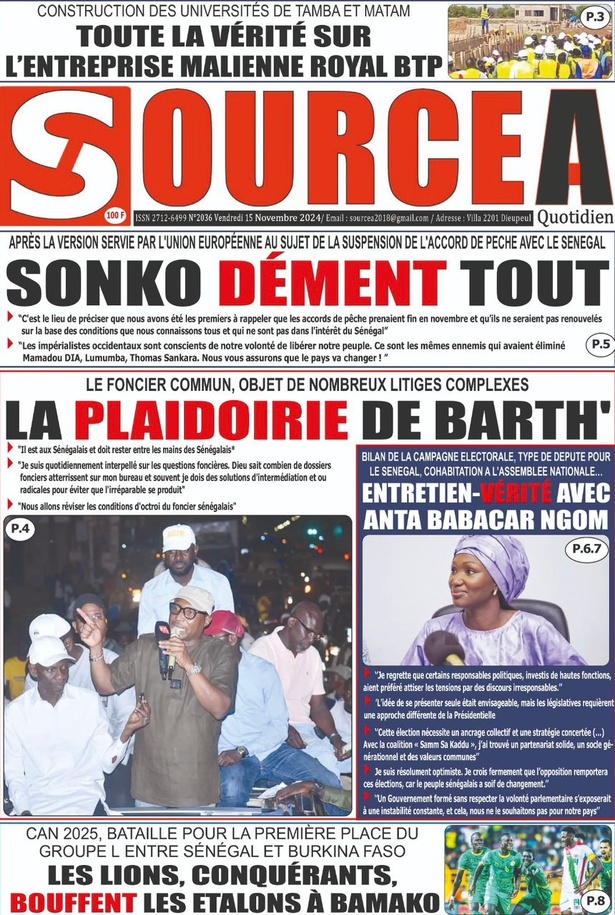 La Une du journal le Réveil du Vendredi 15 Novembre 2024 La Une du journal le Réveil du Vendredi 15 Novembre 2024