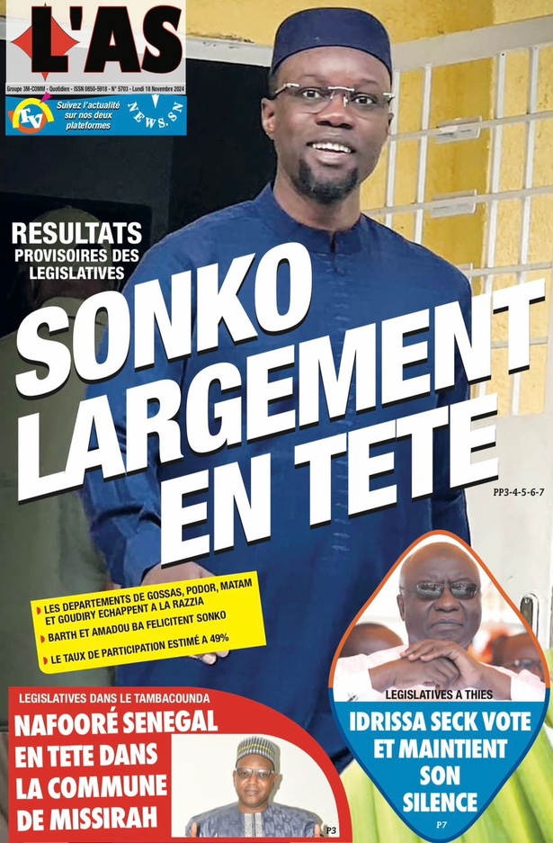 La Une du journal le Réveil du Lundi 18 Novembre 2024 La Une du journal le Réveil du Lundi 18 Novembre 2024