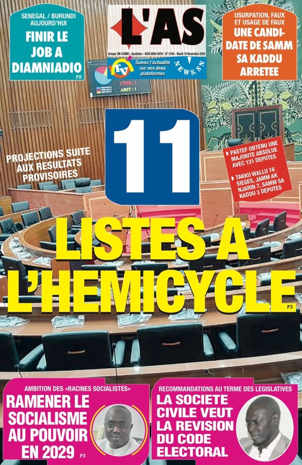 La Une du journal le Réveil du Mardi 19 Novembre 2024 La Une du journal le Réveil du Mardi 19 Novembre 2024