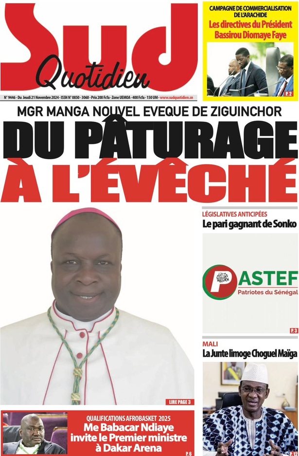 La Une du journal le Réveil du Jeudi 21 Novembre 2024 La Une du journal le Réveil du Jeudi 21 Novembre 2024