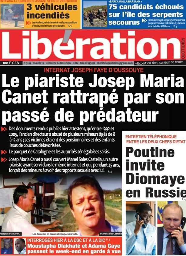 La Une du journal le Réveil du Samedi 23 Novembre 2024 La Une du journal le Réveil du Samedi 23 Novembre 2024