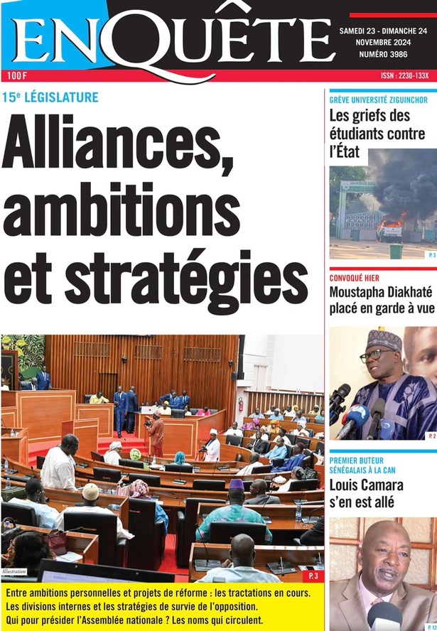 La Une du journal le Réveil du Samedi 23 Novembre 2024 La Une du journal le Réveil du Samedi 23 Novembre 2024