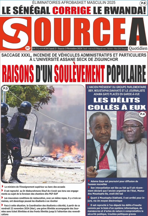 La Une du journal le Réveil du Samedi 23 Novembre 2024 La Une du journal le Réveil du Samedi 23 Novembre 2024