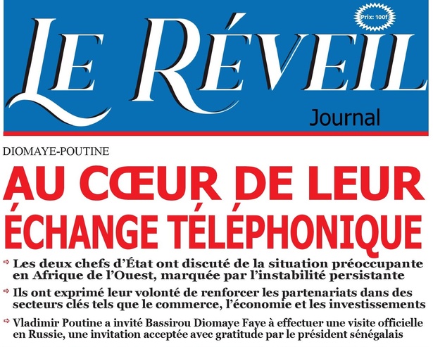 La Une du journal le Réveil du Samedi 23 Novembre 2024 La Une du journal le Réveil du Samedi 23 Novembre 2024