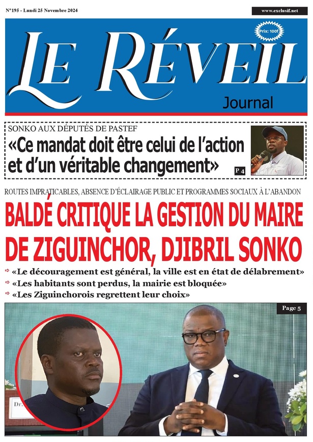 La Une du journal le Réveil du Lundi 25 Novembre 2024 La Une du journal le Réveil du Lundi 25 Novembre 2024