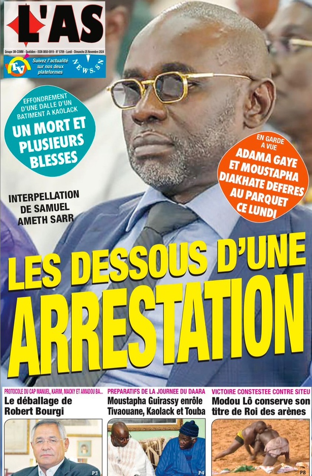 La Une du journal le Réveil du Lundi 25 Novembre 2024 La Une du journal le Réveil du Lundi 25 Novembre 2024