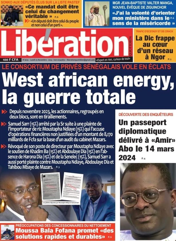 La Une du journal le Réveil du Lundi 25 Novembre 2024 La Une du journal le Réveil du Lundi 25 Novembre 2024