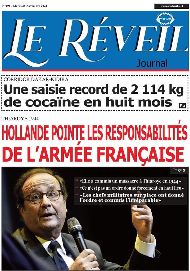La Une du Journal Le Réveil de ce mardi 26 novembre 2024. La Une du Journal Le Réveil de ce mardi 26 novembre 2024.