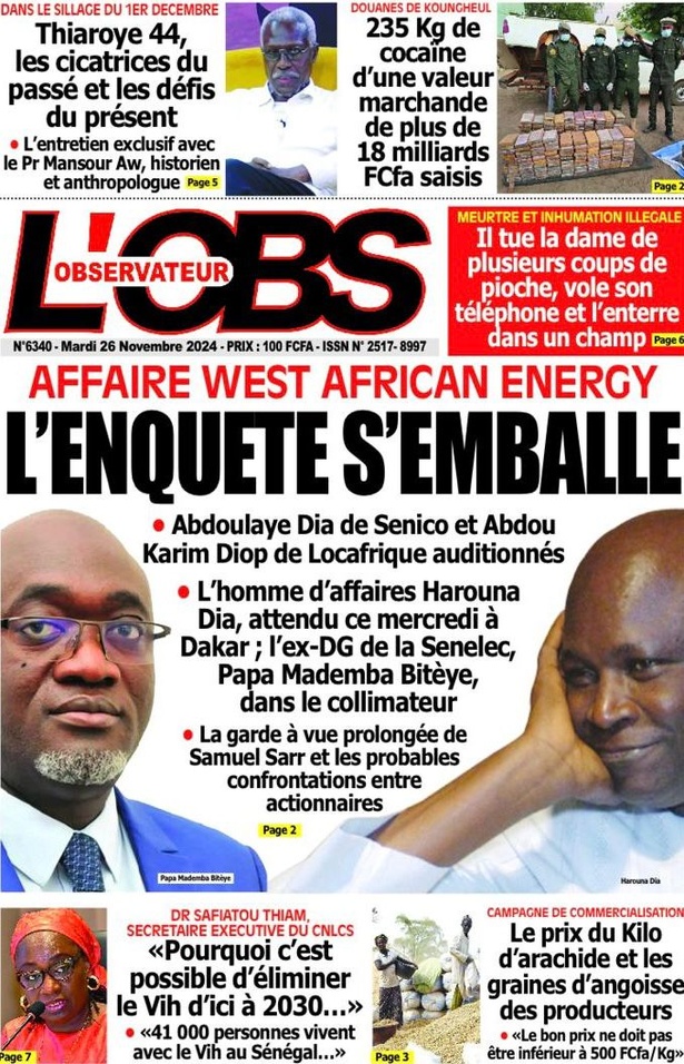 La Une du Journal Le Réveil de ce mardi 26 novembre 2024. La Une du Journal Le Réveil de ce mardi 26 novembre 2024.