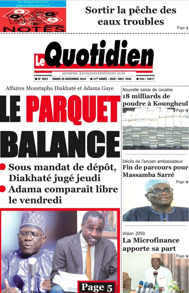 La Une du Journal Le Réveil de ce mardi 26 novembre 2024. La Une du Journal Le Réveil de ce mardi 26 novembre 2024.