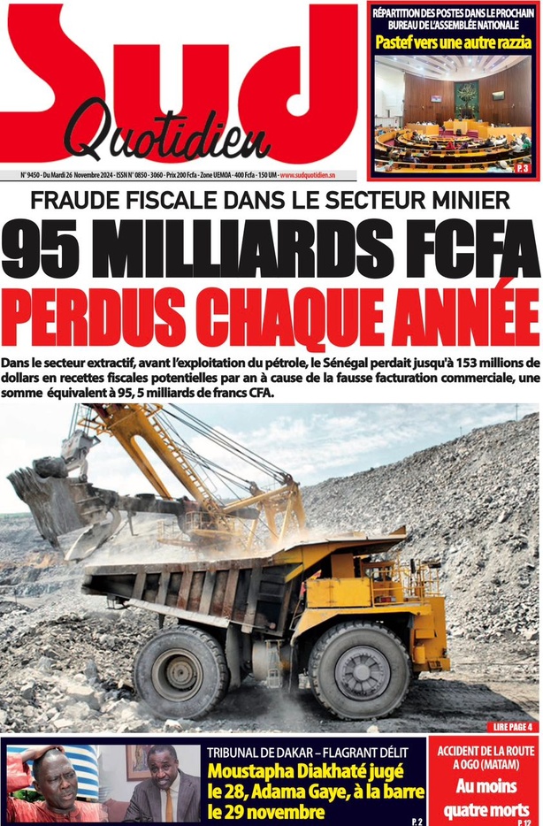 La Une du Journal Le Réveil de ce mardi 26 novembre 2024. La Une du Journal Le Réveil de ce mardi 26 novembre 2024.