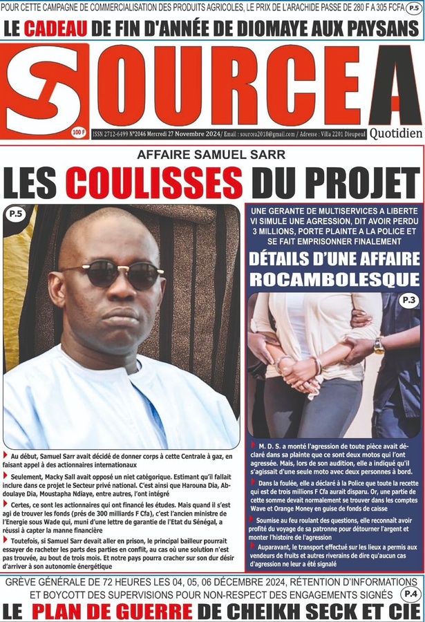 La Une du Journal Le Réveil de ce mercredi 27 novembre 2024. La Une du Journal Le Réveil de ce mercredi 27 novembre 2024.