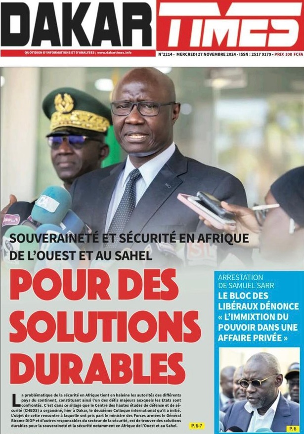 La Une du Journal Le Réveil de ce mercredi 27 novembre 2024. La Une du Journal Le Réveil de ce mercredi 27 novembre 2024.