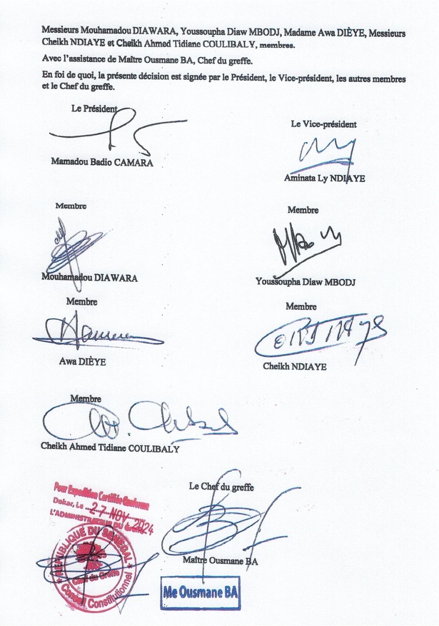 Conseil constitutionnel : les résultats officiels des législatives publiés (Documents) Conseil constitutionnel : les résultats officiels des législatives publiés (Documents)