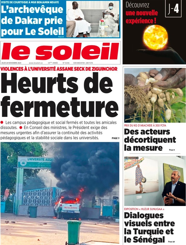 La Une du Journal Le Réveil de ce Jeudi 28 novembre 2024 La Une du Journal Le Réveil de ce Jeudi 28 novembre 2024
