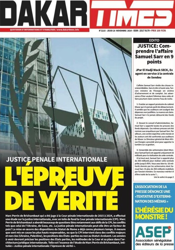 La Une du Journal Le Réveil de ce Jeudi 28 novembre 2024 La Une du Journal Le Réveil de ce Jeudi 28 novembre 2024