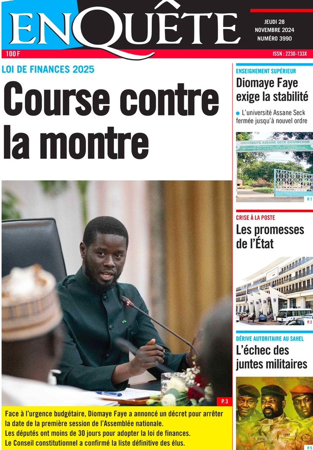 La Une du Journal Le Réveil de ce Jeudi 28 novembre 2024 La Une du Journal Le Réveil de ce Jeudi 28 novembre 2024