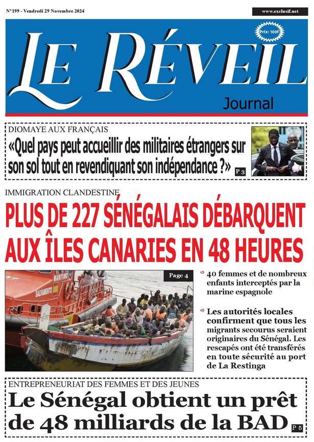 La Une du Journal Le Réveil de ce Vendredi 29 novembre 2024 La Une du Journal Le Réveil de ce Vendredi 29 novembre 2024