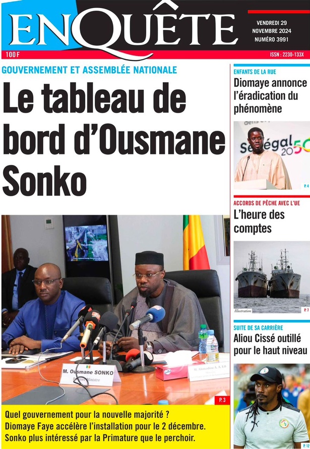 La Une du Journal Le Réveil de ce Vendredi 29 novembre 2024 La Une du Journal Le Réveil de ce Vendredi 29 novembre 2024