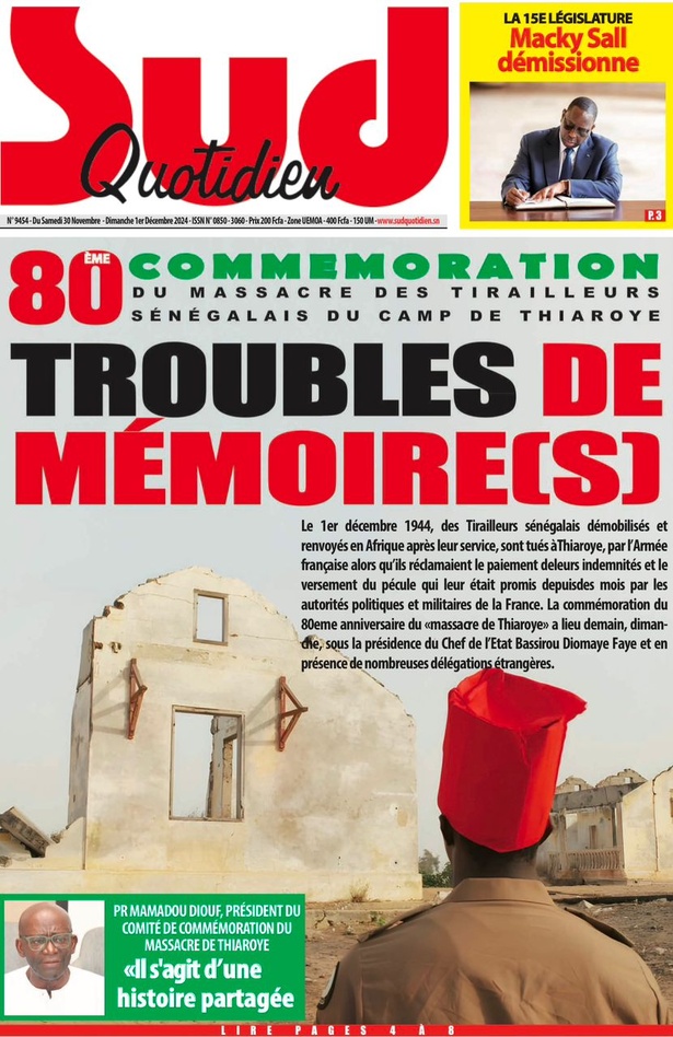 La Une du journal le Réveil du Samedi 30 Novembre 2024 La Une du journal le Réveil du Samedi 30 Novembre 2024