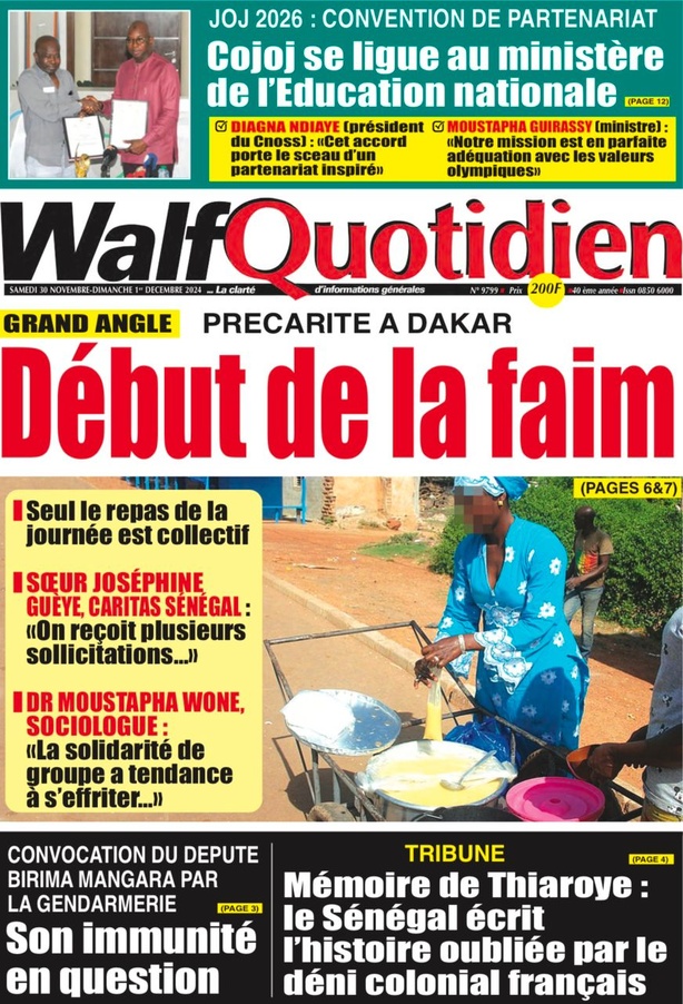 La Une du journal le Réveil du Samedi 30 Novembre 2024 La Une du journal le Réveil du Samedi 30 Novembre 2024