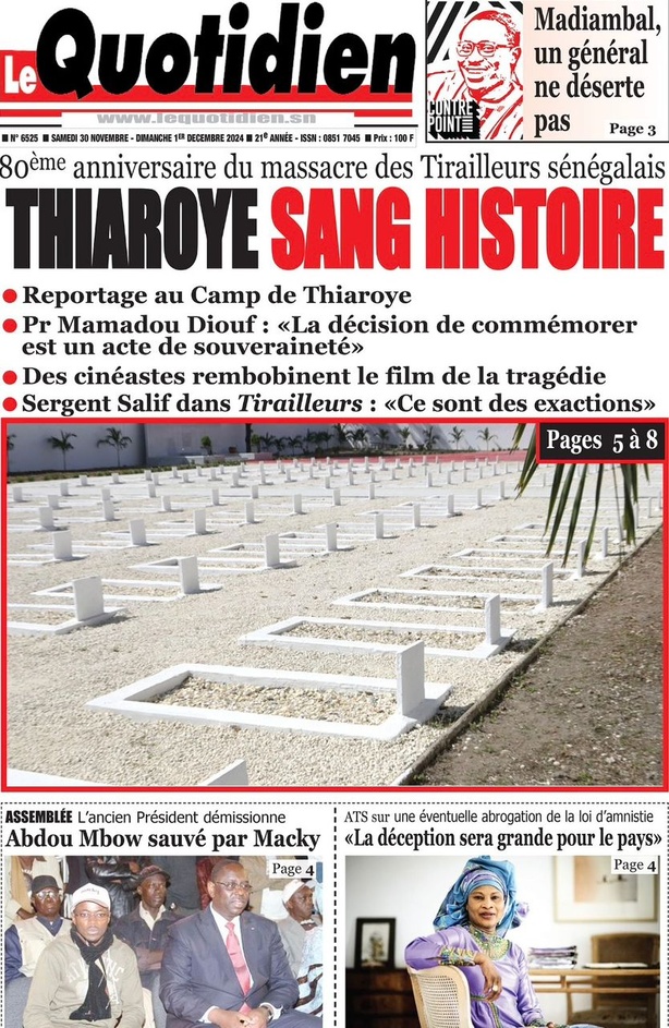 La Une du journal le Réveil du Samedi 30 Novembre 2024 La Une du journal le Réveil du Samedi 30 Novembre 2024