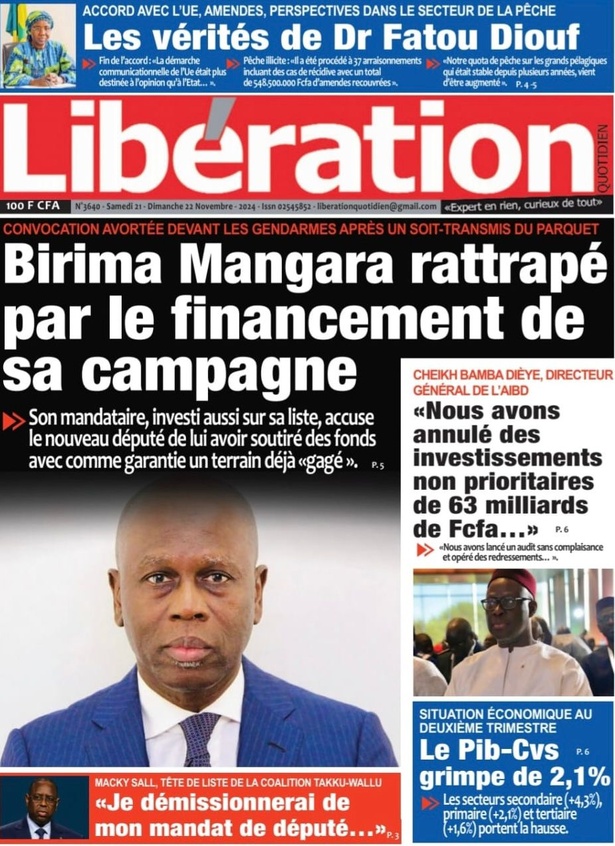 La Une du journal le Réveil du Samedi 30 Novembre 2024 La Une du journal le Réveil du Samedi 30 Novembre 2024