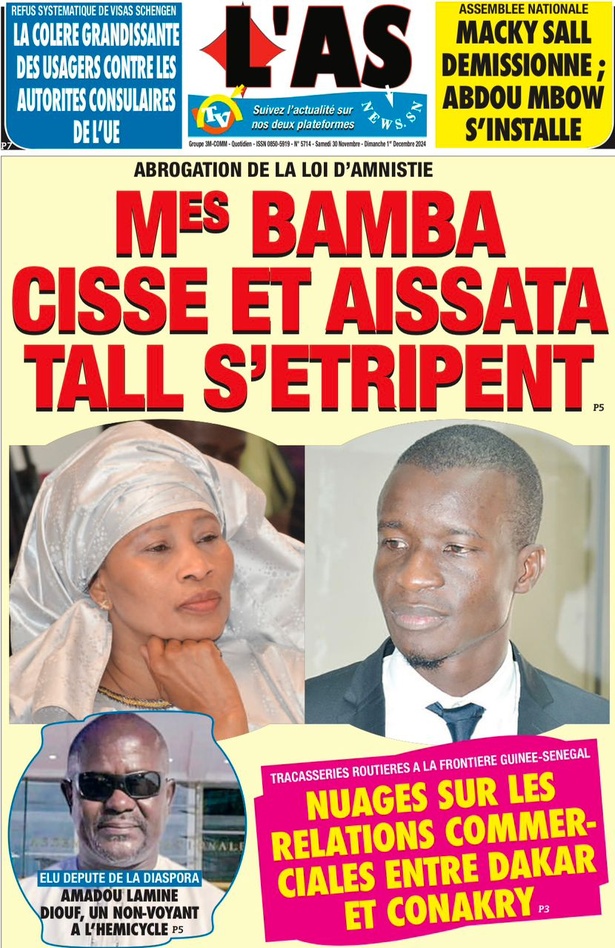 La Une du journal le Réveil du Samedi 30 Novembre 2024 La Une du journal le Réveil du Samedi 30 Novembre 2024