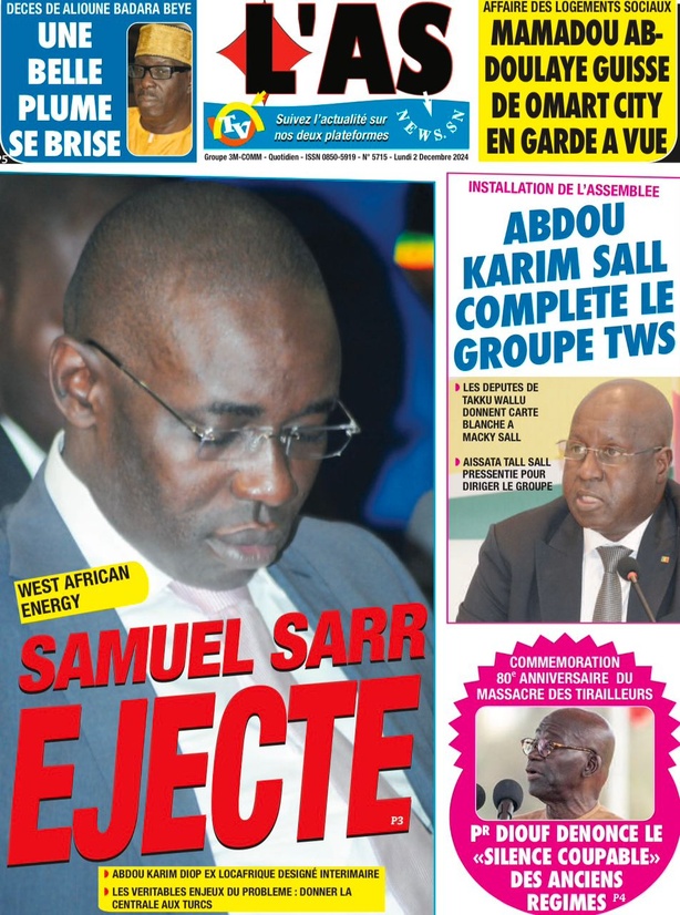 La Une du journal le Réveil du Lundi 02 Décembre 2024 La Une du journal le Réveil du Lundi 02 Décembre 2024