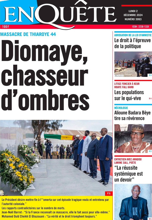 La Une du journal le Réveil du Lundi 02 Décembre 2024 La Une du journal le Réveil du Lundi 02 Décembre 2024