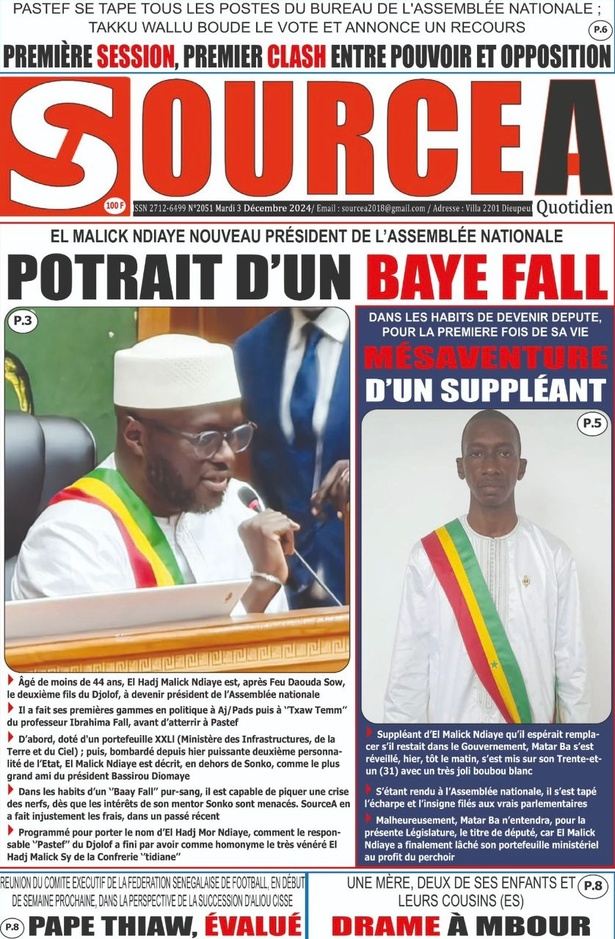 La Une du journal le Réveil du Mardi 03 Décembre 2024 La Une du journal le Réveil du Mardi 03 Décembre 2024