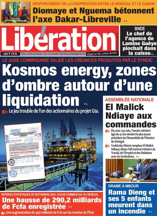 La Une du journal le Réveil du Mardi 03 Décembre 2024 La Une du journal le Réveil du Mardi 03 Décembre 2024