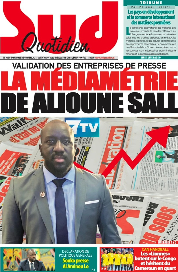 La Une du journal le Réveil du Mercredi 04 Décembre 2024 La Une du journal le Réveil du Mercredi 04 Décembre 2024