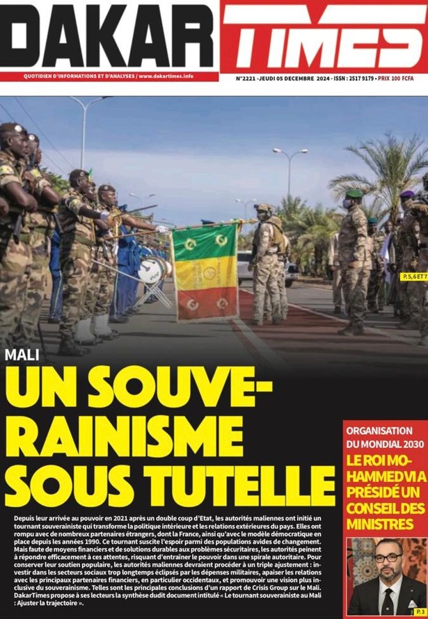 La Une du journal le Réveil du Mercredi 05 Décembre 2024 La Une du journal le Réveil du Mercredi 05 Décembre 2024