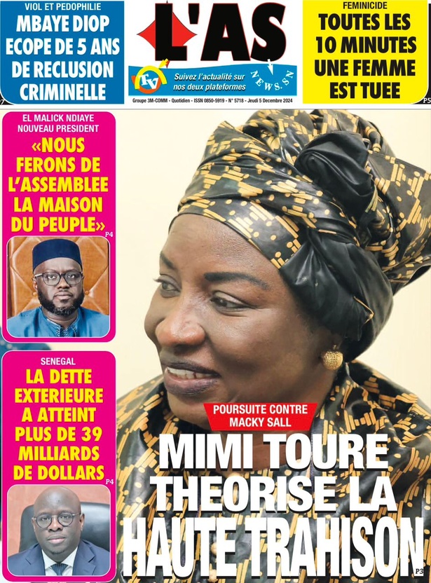 La Une du journal le Réveil du Mercredi 05 Décembre 2024 La Une du journal le Réveil du Mercredi 05 Décembre 2024