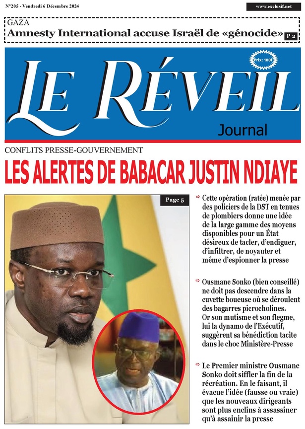 La Une du journal le Réveil du Vendredi 06 Décembre 2024 La Une du journal le Réveil du Vendredi 06 Décembre 2024