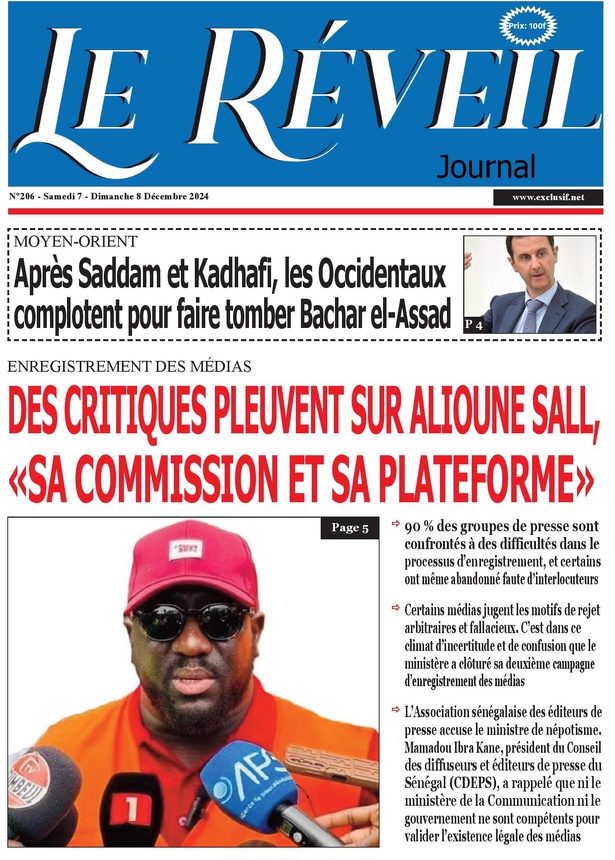 La Une du journal Le Réveil de ce samedi 07 décembre 2024 La Une du journal Le Réveil de ce samedi 07 décembre 2024