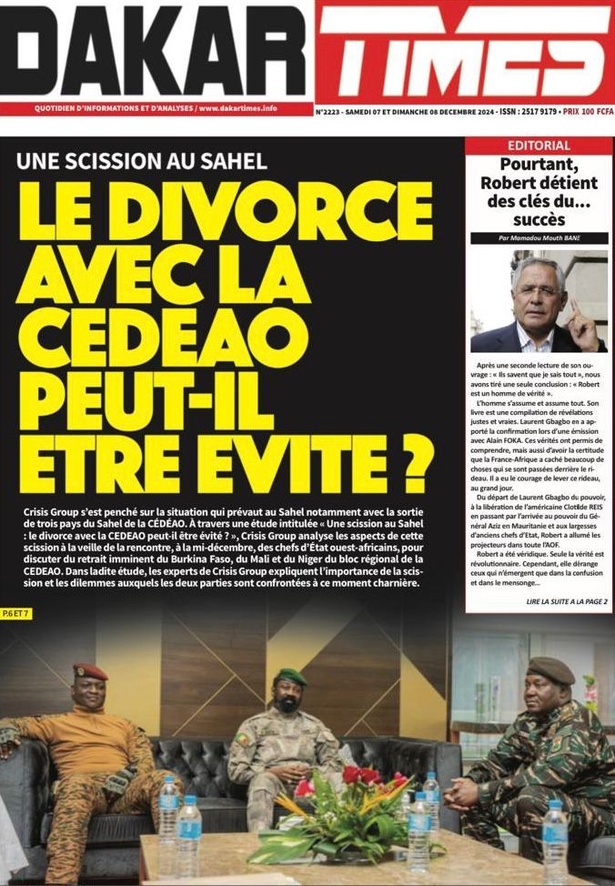 La Une du journal Le Réveil de ce samedi 07 décembre 2024 La Une du journal Le Réveil de ce samedi 07 décembre 2024