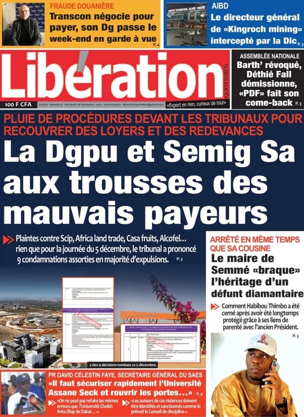 La Une du journal Le Réveil de ce samedi 07 décembre 2024 La Une du journal Le Réveil de ce samedi 07 décembre 2024