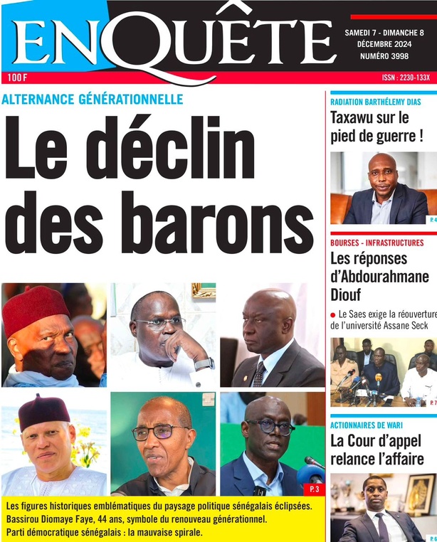 La Une du journal Le Réveil de ce samedi 07 décembre 2024 La Une du journal Le Réveil de ce samedi 07 décembre 2024