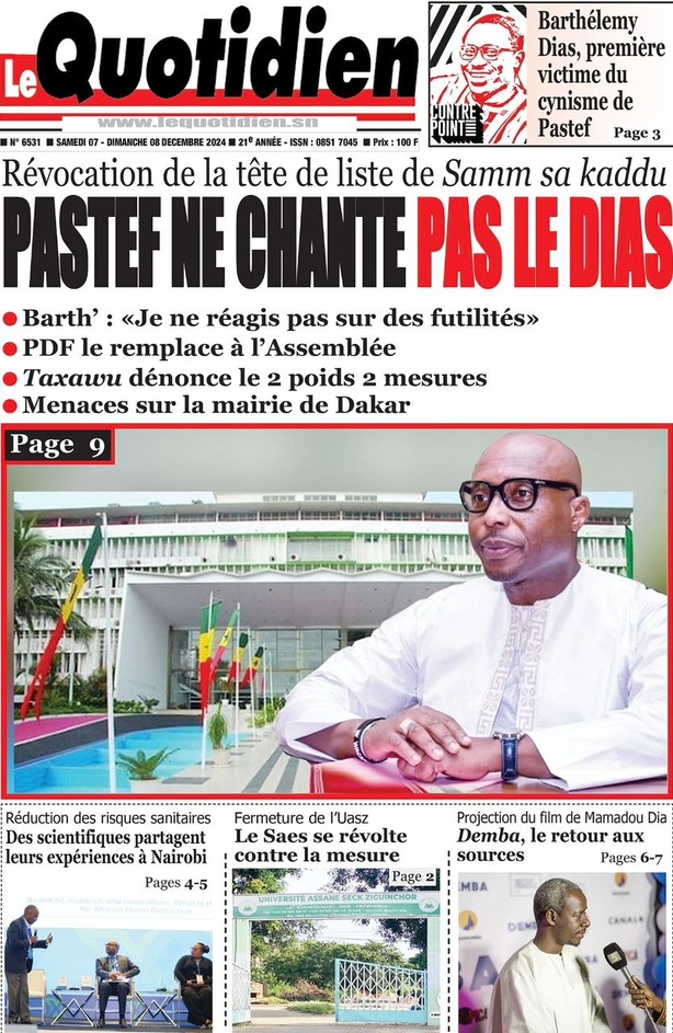 La Une du journal Le Réveil de ce samedi 07 décembre 2024 La Une du journal Le Réveil de ce samedi 07 décembre 2024