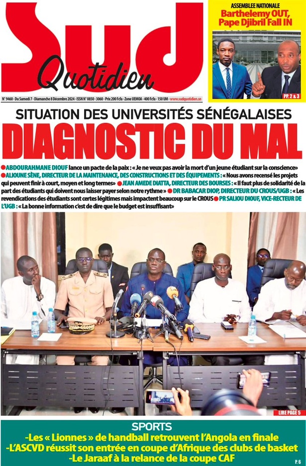 La Une du journal Le Réveil de ce samedi 07 décembre 2024 La Une du journal Le Réveil de ce samedi 07 décembre 2024