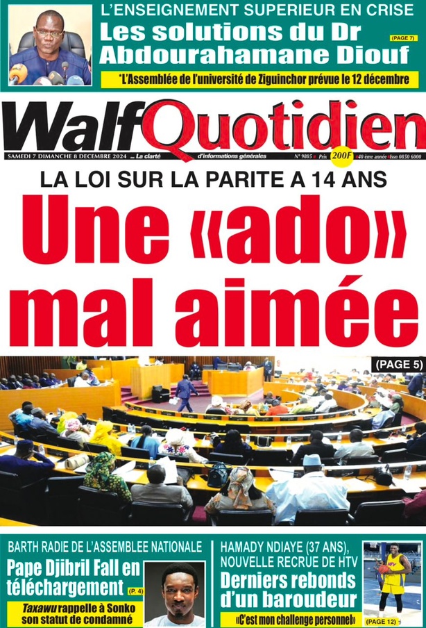 La Une du journal Le Réveil de ce samedi 07 décembre 2024 La Une du journal Le Réveil de ce samedi 07 décembre 2024