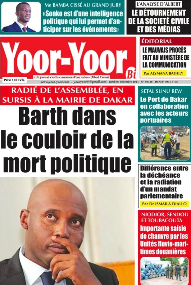 La Une du journal Le Réveil de ce Lundi 09 décembre 2024 La Une du journal Le Réveil de ce Lundi 09 décembre 2024