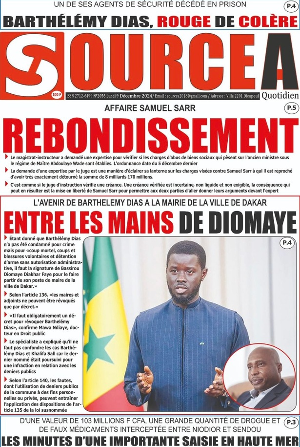 La Une du journal Le Réveil de ce Lundi 09 décembre 2024 La Une du journal Le Réveil de ce Lundi 09 décembre 2024