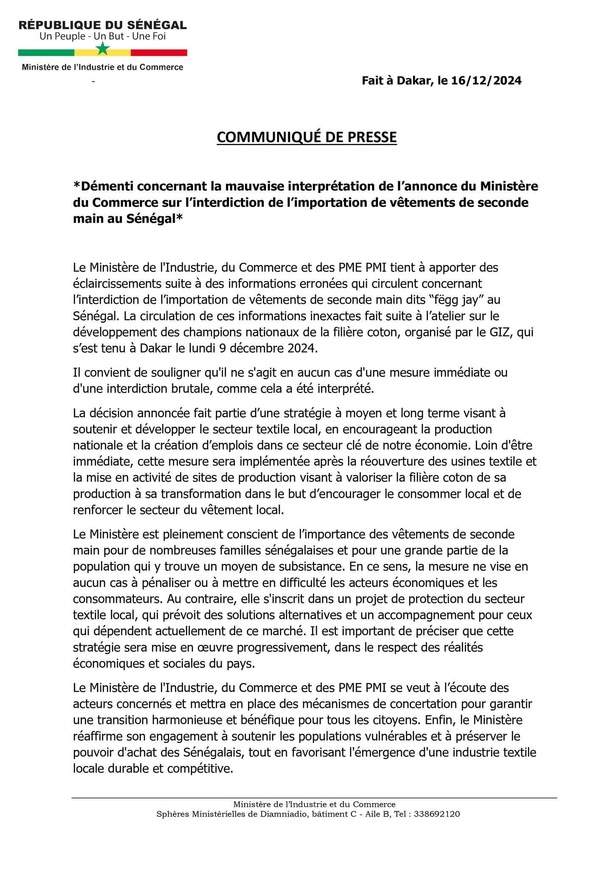 Importation de la friperie  Importation de la friperie