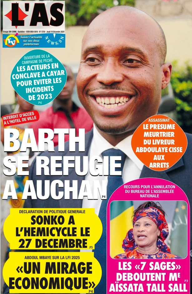 La Une du journal le Réveil du Jeudi 19 Décembre 2024 La Une du journal le Réveil du Jeudi 19 Décembre 2024