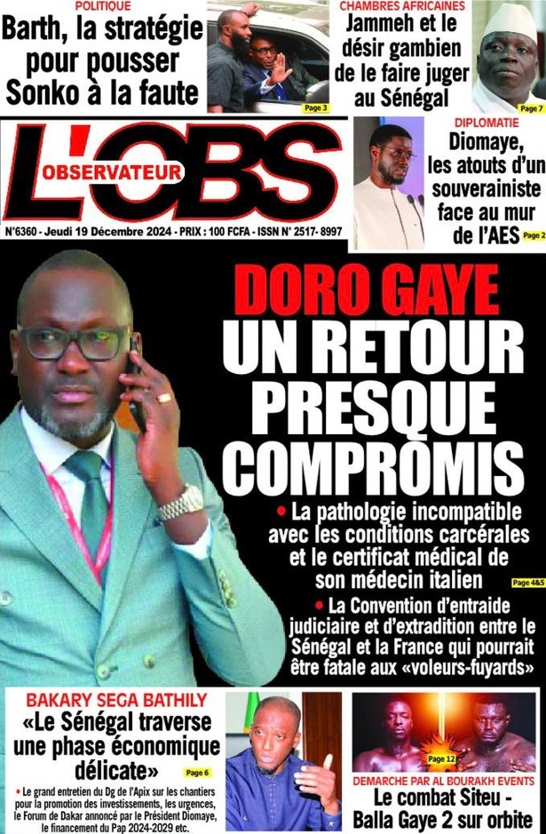 La Une du journal le Réveil du Jeudi 19 Décembre 2024 La Une du journal le Réveil du Jeudi 19 Décembre 2024